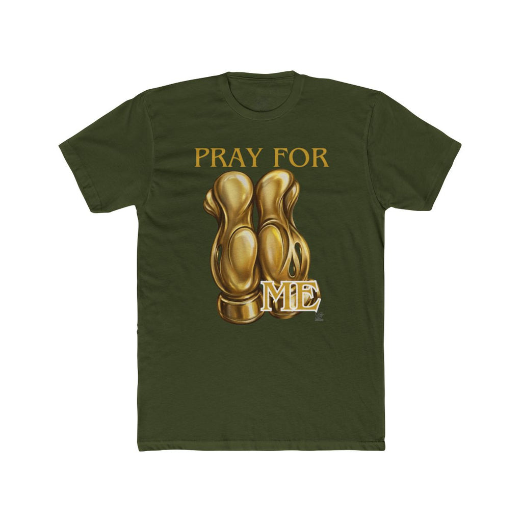 Pray For Me Fantasy Style Golden Designer Gloves Unisex Cotton Crew Tee by GT Artland