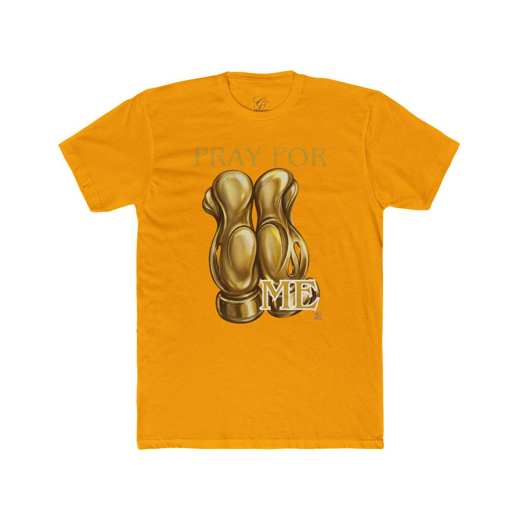 Pray For Me Fantasy Style Golden Designer Gloves Unisex Cotton Crew Tee by GT Artland