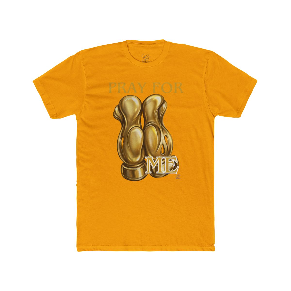 Pray For Me Fantasy Style Golden Designer Gloves Unisex Cotton Crew Tee by GT Artland