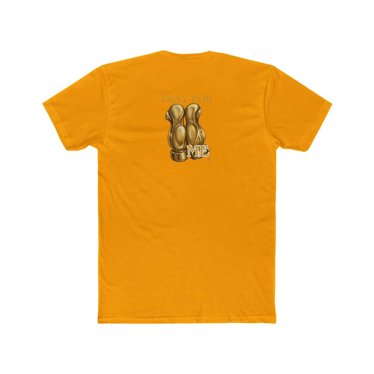 Pray For Me Fantasy Style Golden Designer Gloves Unisex Cotton Crew Tee by GT Artland