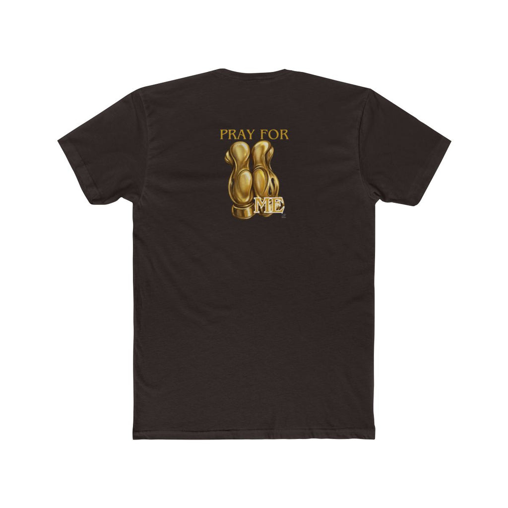 Pray For Me Fantasy Style Golden Designer Gloves Unisex Cotton Crew Tee by GT Artland
