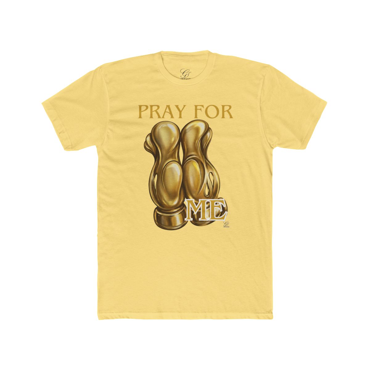 Pray For Me Fantasy Style Golden Designer Gloves Unisex Cotton Crew Tee by GT Artland