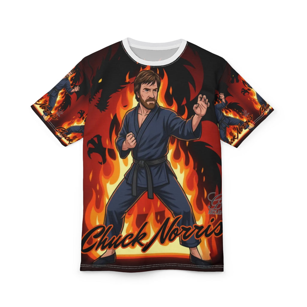 Chuck Norris Fire Flame Designer Elite Unisex Cut & Sew Tee by GT Artland