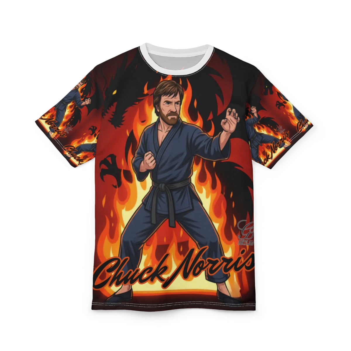 Chuck Norris Fire Flame Designer Elite Unisex Cut & Sew Tee by GT Artland