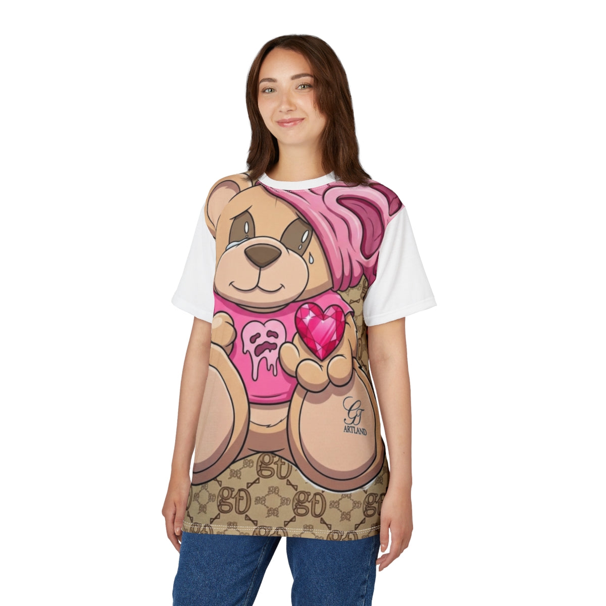 Pink Goon Teddy Cute Designer Bear Unisex Cut & Sew Tee by GT Artland