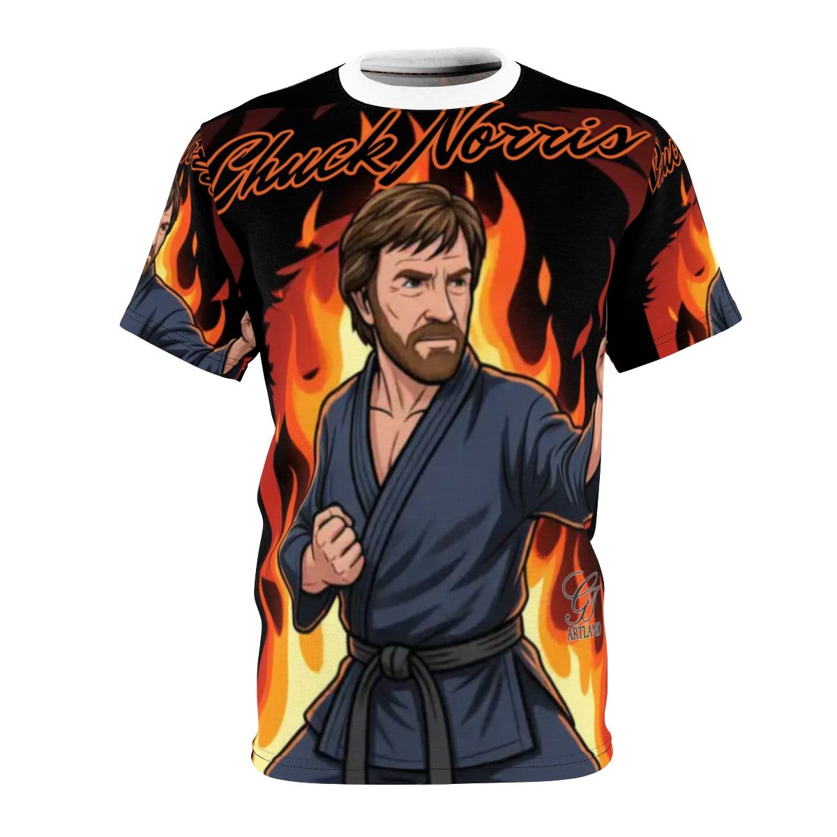 Chuck Norris Martial Art Designer Fire Flame Unisex Cut & Sew Tee by GT Artland