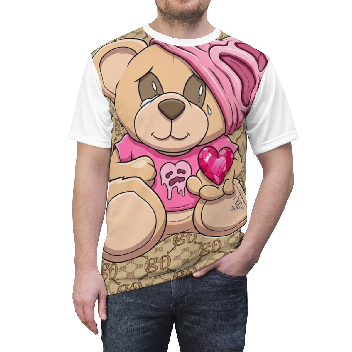 Pink Goon Teddy Cute Designer Bear Unisex Cut & Sew Tee by GT Artland