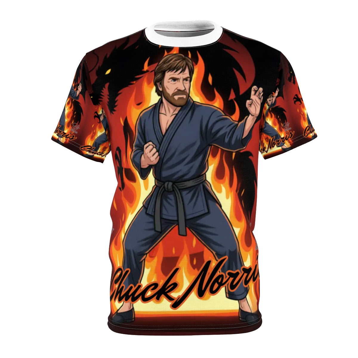 Chuck Norris Fire Flame Designer Elite Unisex Cut & Sew Tee by GT Artland