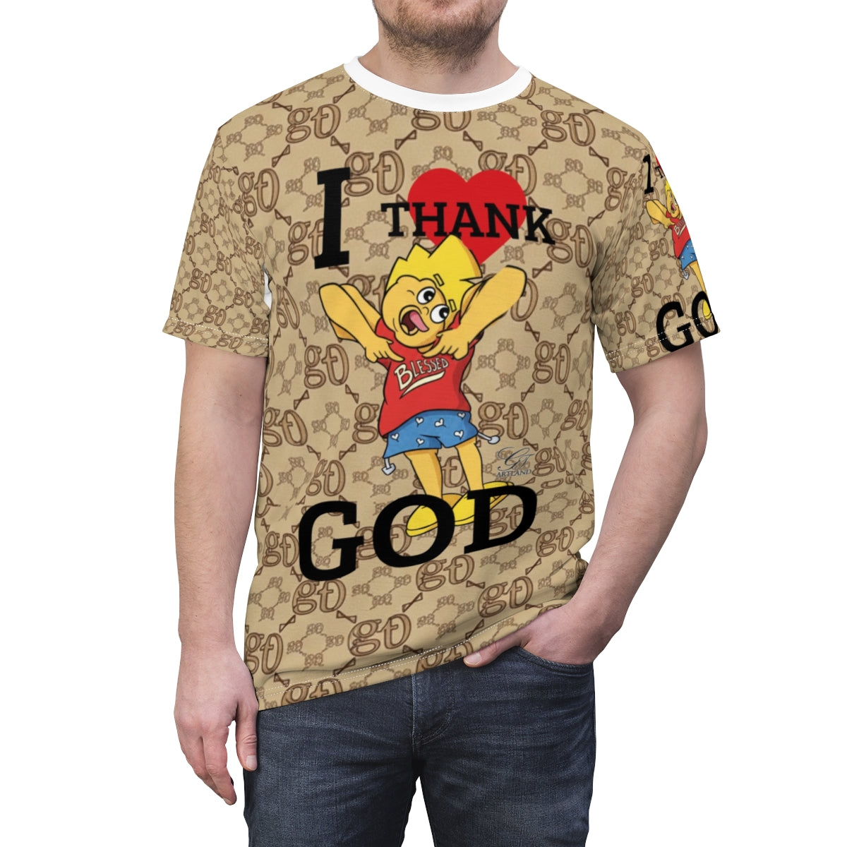 I Thank God Designer Urban Pop Kid Unisex Cut & Sew Tee by GT Artland