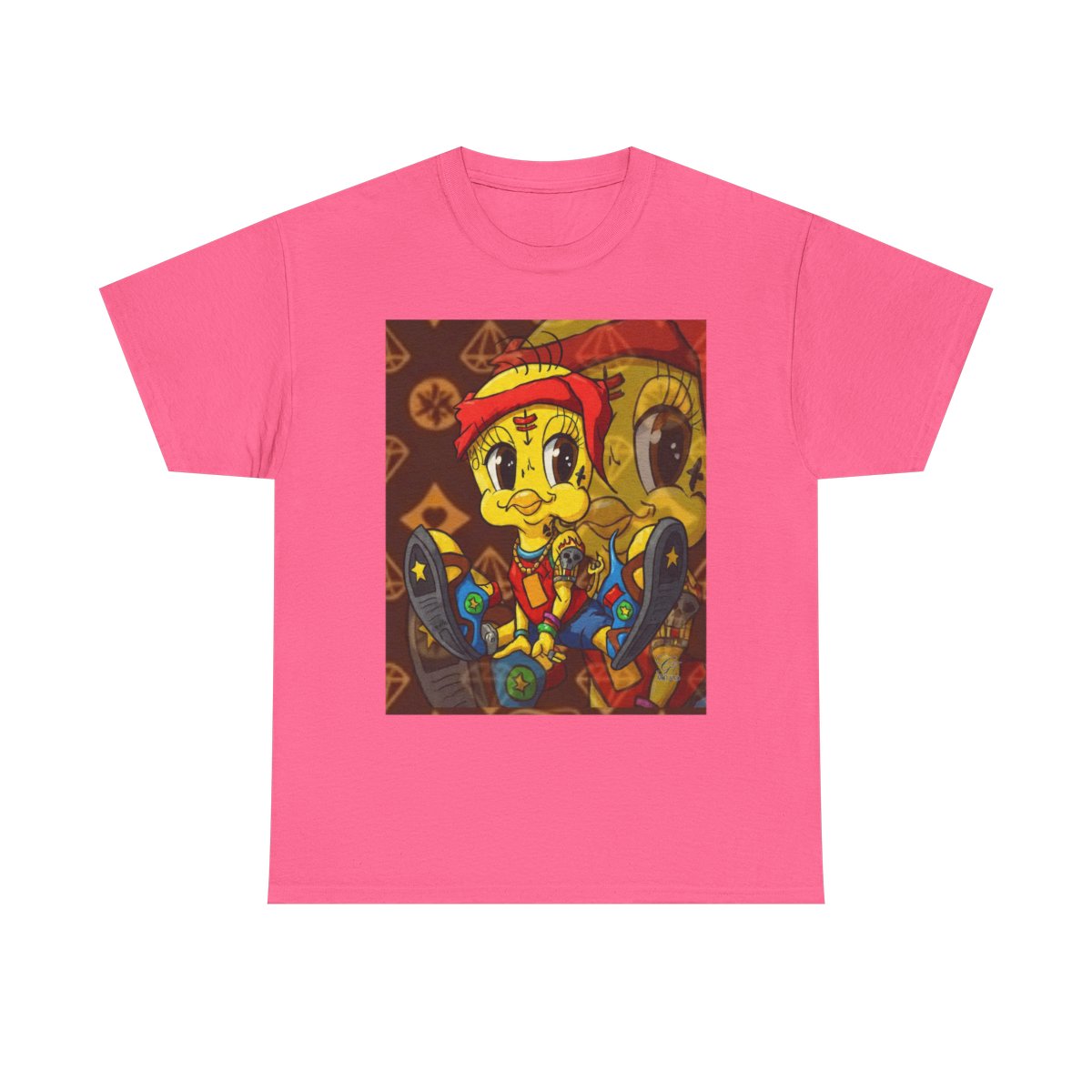 Red Bandana Ghetto Tweet Bird Unisex style Heavy Cotton Tee BY GT ARTLAND