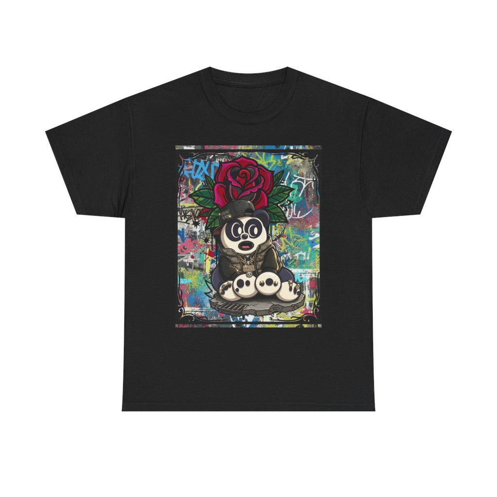 Urban Designer Panda Rose Artist Edtion Unisex Heavy Cotton Tee BY GT ARTLAND