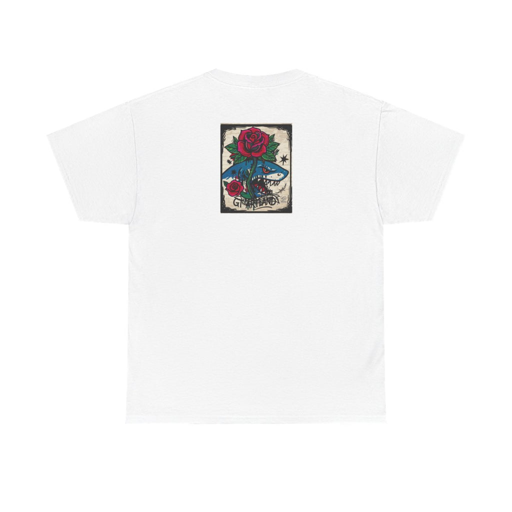 Rose Shark Attack Designer Urban Surfer Drip Unisex Heavy Cotton Tee BY GT ARTLAND