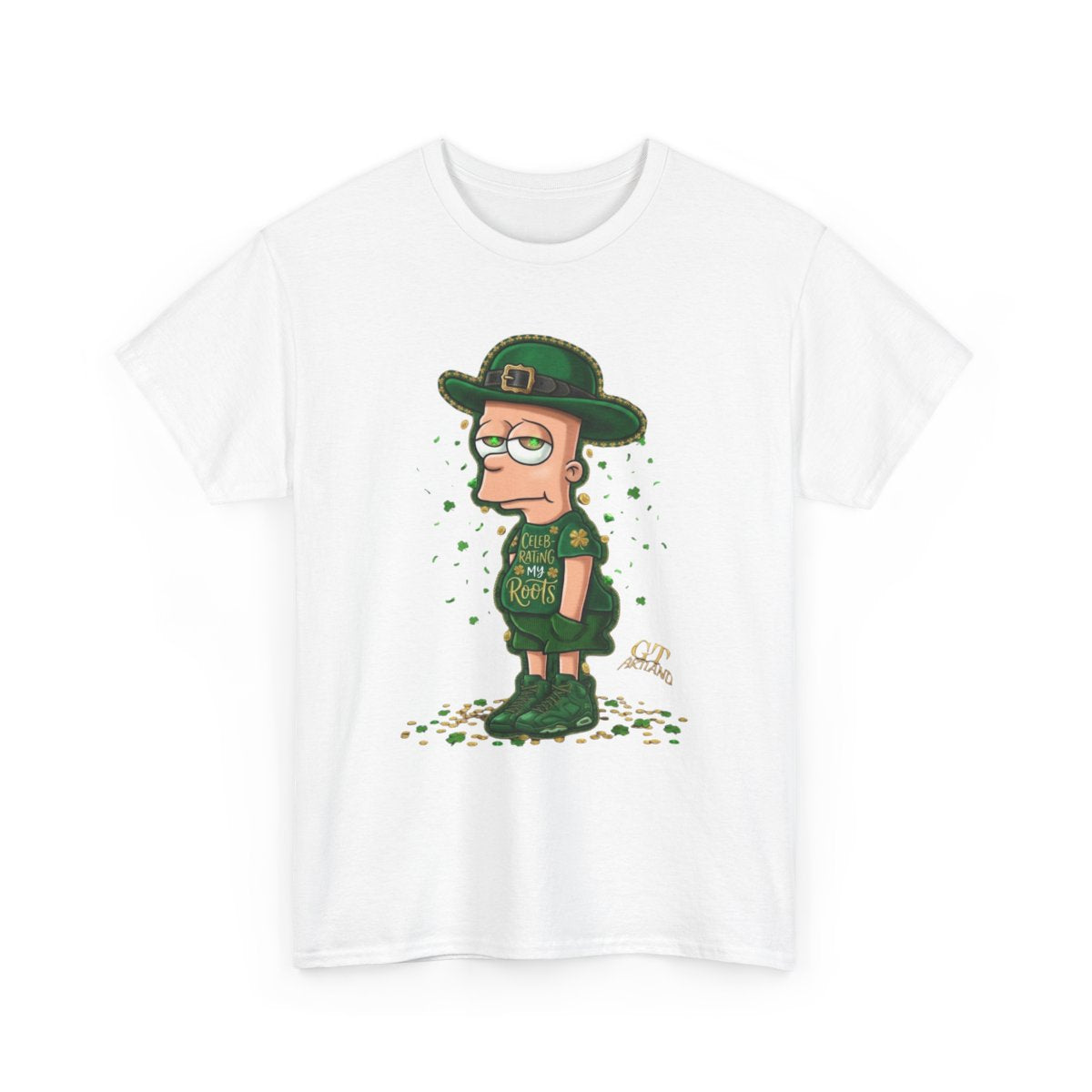 Lucky Charm Urban Irish Bart Designer St Patrick's Day Theme Unisex Heavy Cotton Tee by GT Artland