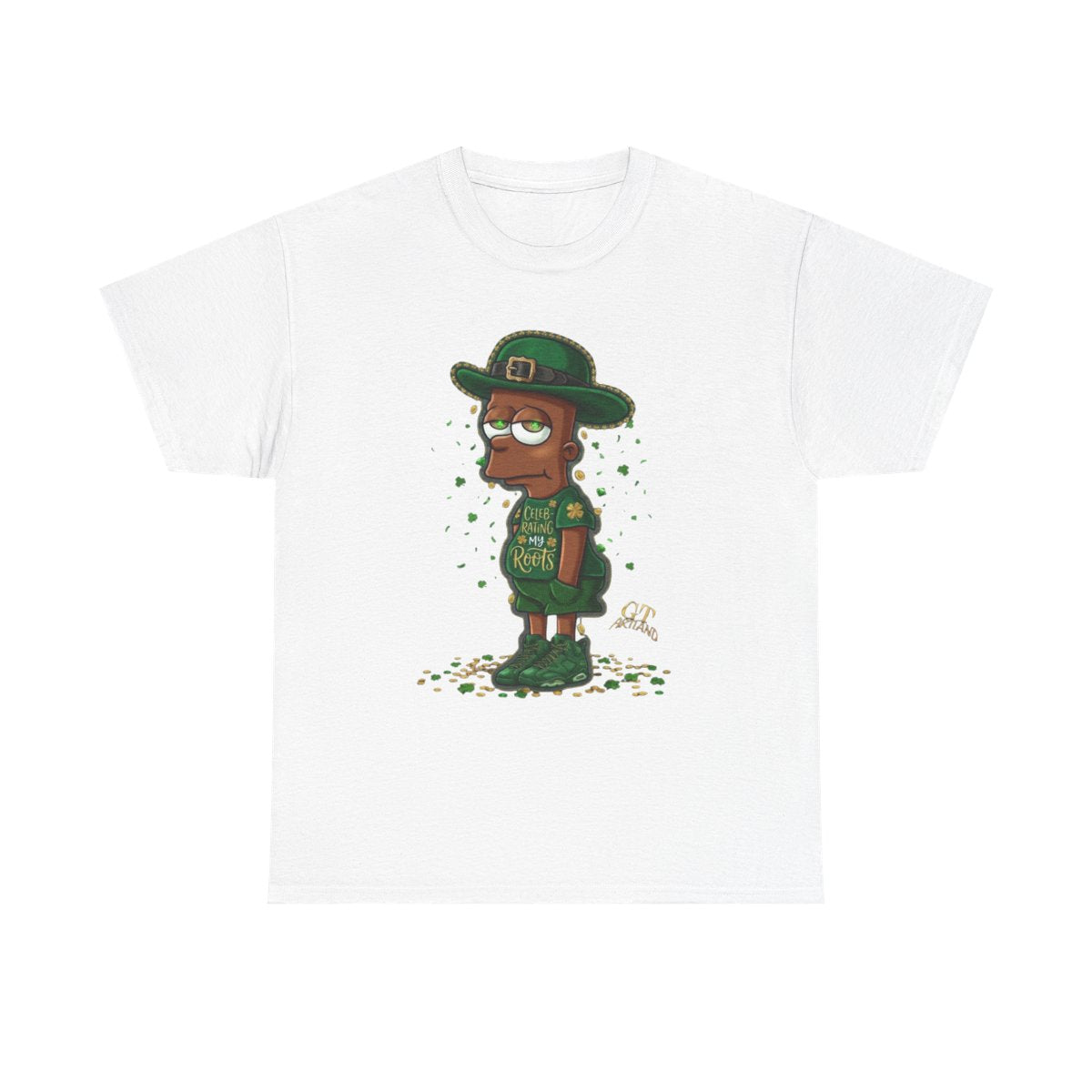 Lucky Charm Urban Irish Ebony bart Designer St Patrick's Day Theme Unisex Heavy Cotton Tee by GT Artland