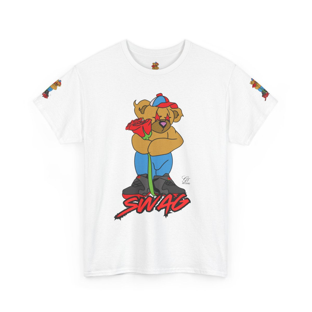SWAG Love Designer Hip Rose Bear Unisex Heavy Cotton Tee by GT Artland