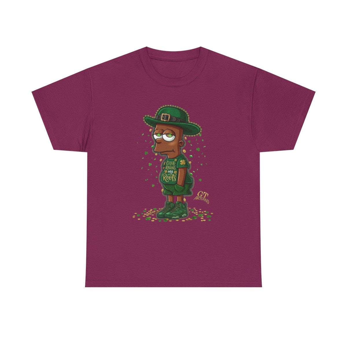 Lucky Charm Urban Irish Ebony bart Designer St Patrick's Day Theme Unisex Heavy Cotton Tee by GT Artland
