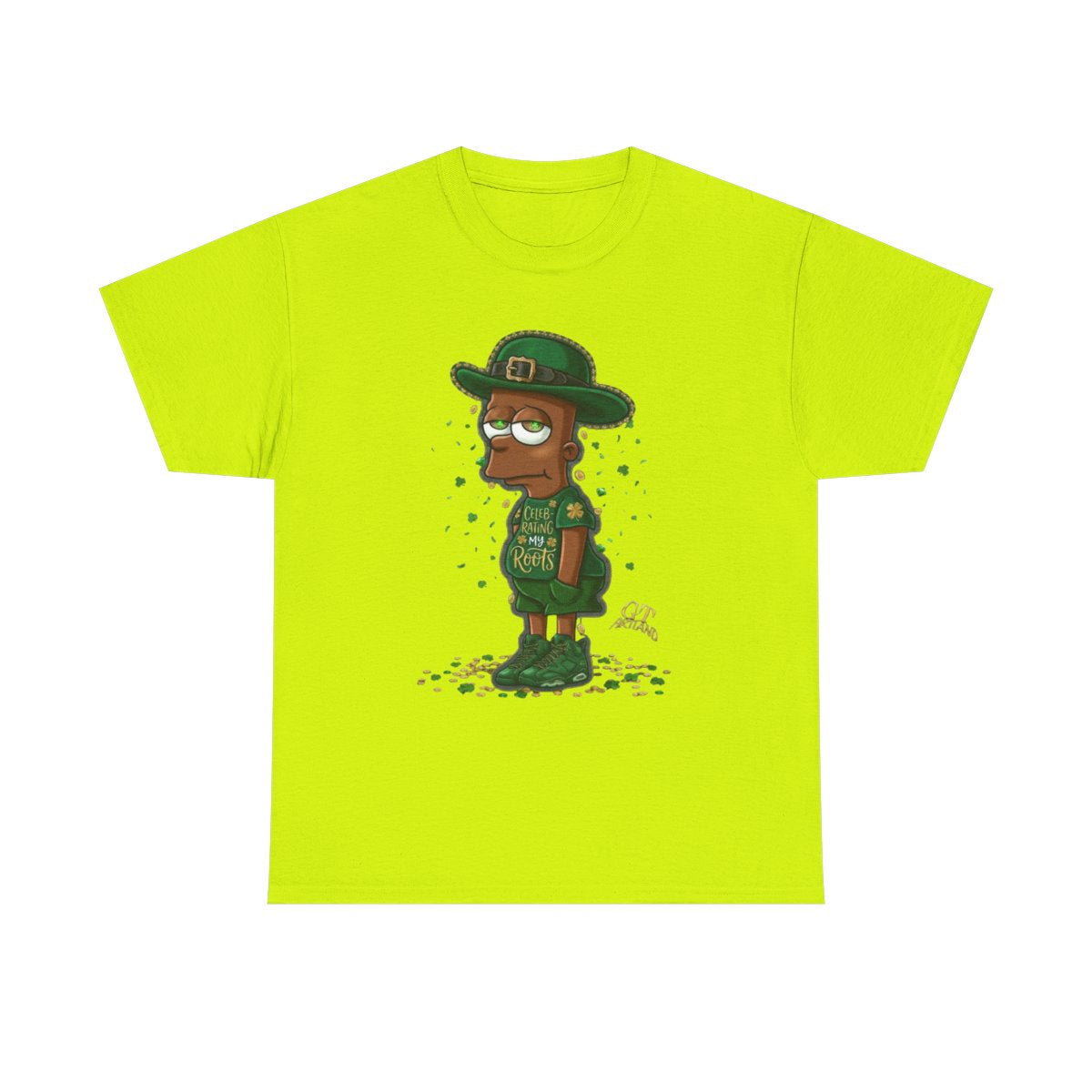Lucky Charm Urban Irish Ebony bart Designer St Patrick's Day Theme Unisex Heavy Cotton Tee by GT Artland
