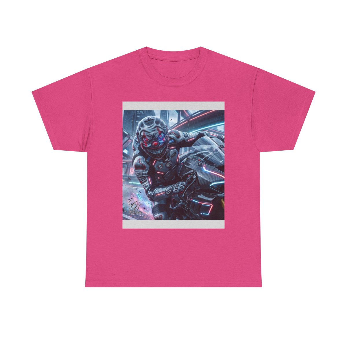 Killa Clown GT Futuristic Super Biker Race Games Unisex Heavy Cotton Tee by GT Artland
