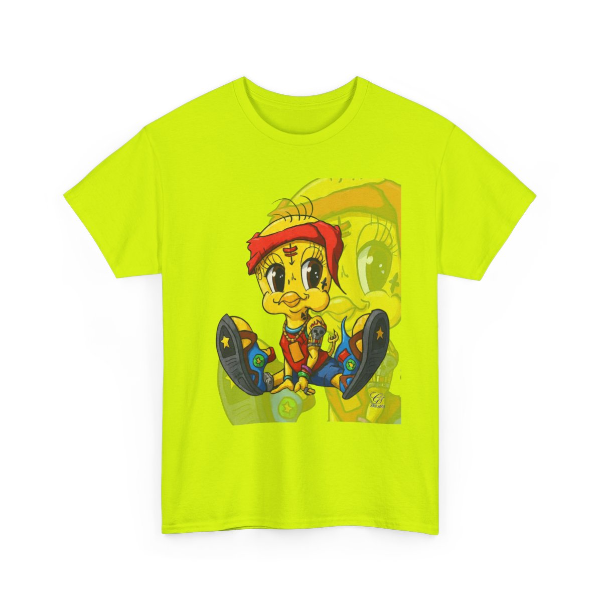 Red Bandana Ghetto Tweet Bird Designer Unisex style Heavy Cotton Tee BY GT ARTLAND