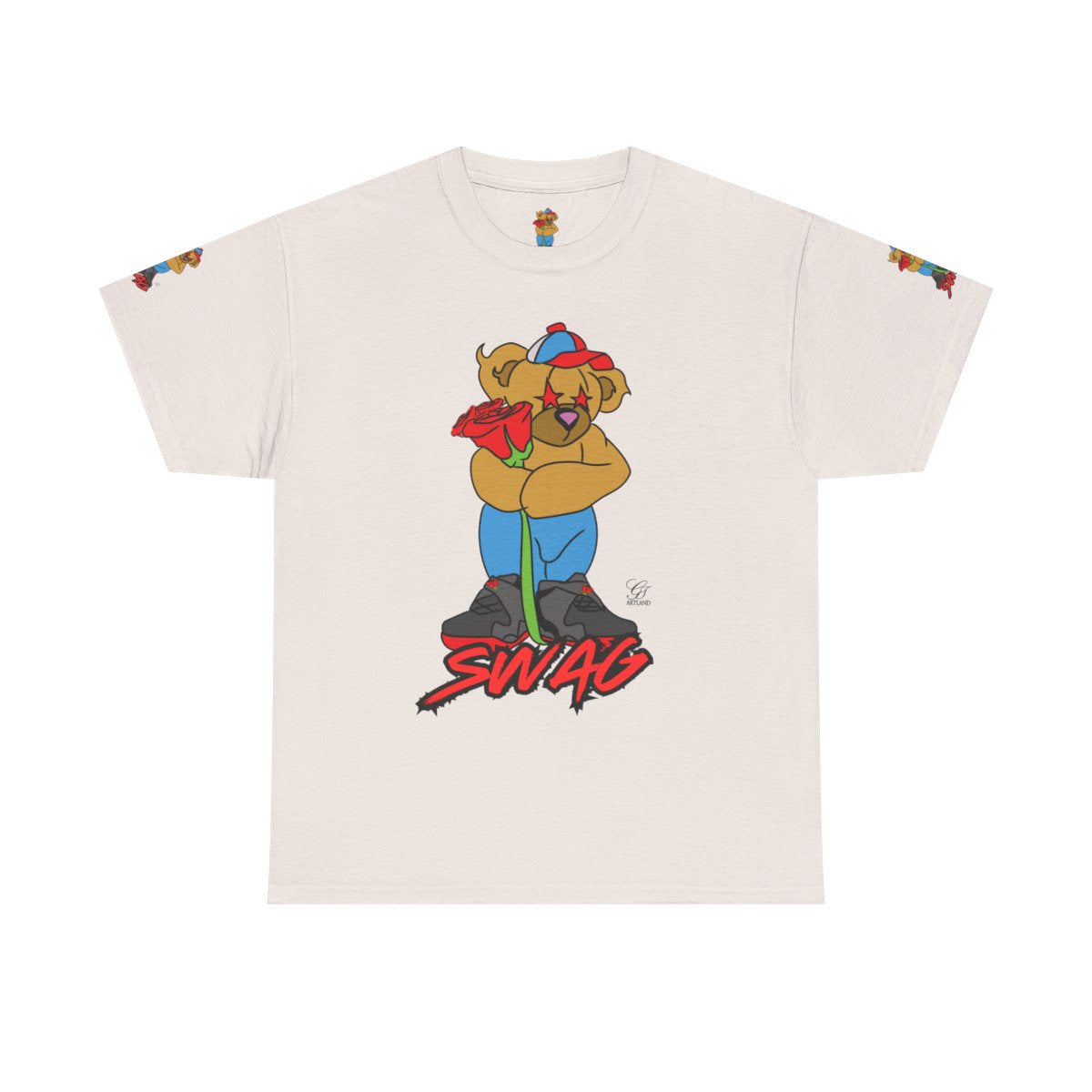 SWAG Love Designer Hip Rose Bear Unisex Heavy Cotton Tee by GT Artland