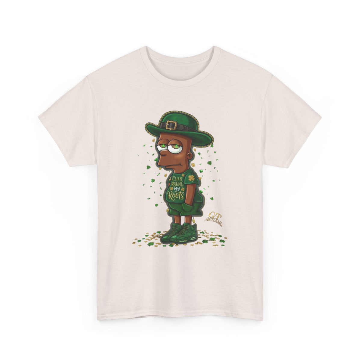 Lucky Charm Urban Irish Ebony bart Designer St Patrick's Day Theme Unisex Heavy Cotton Tee by GT Artland