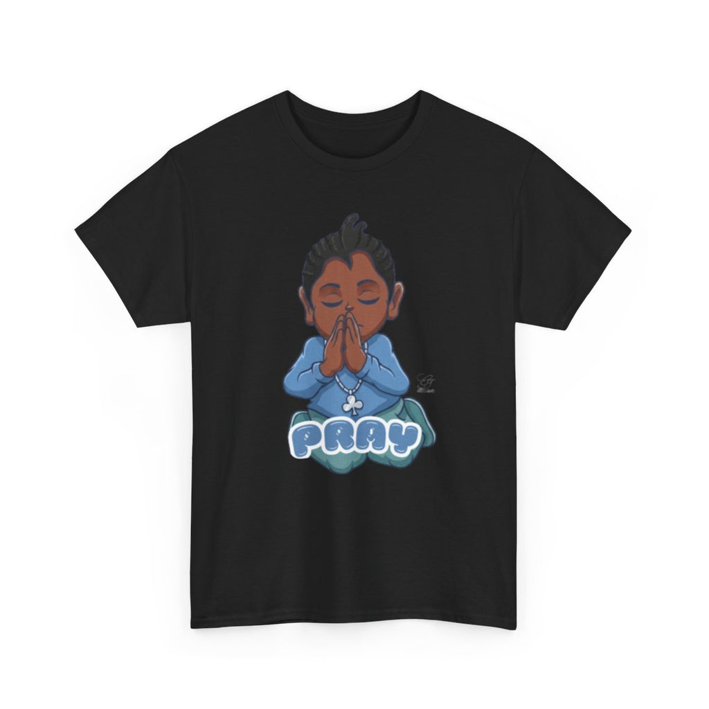 Pray Original Ebony Designer Unisex Heavy Cotton Tee by GT Artland