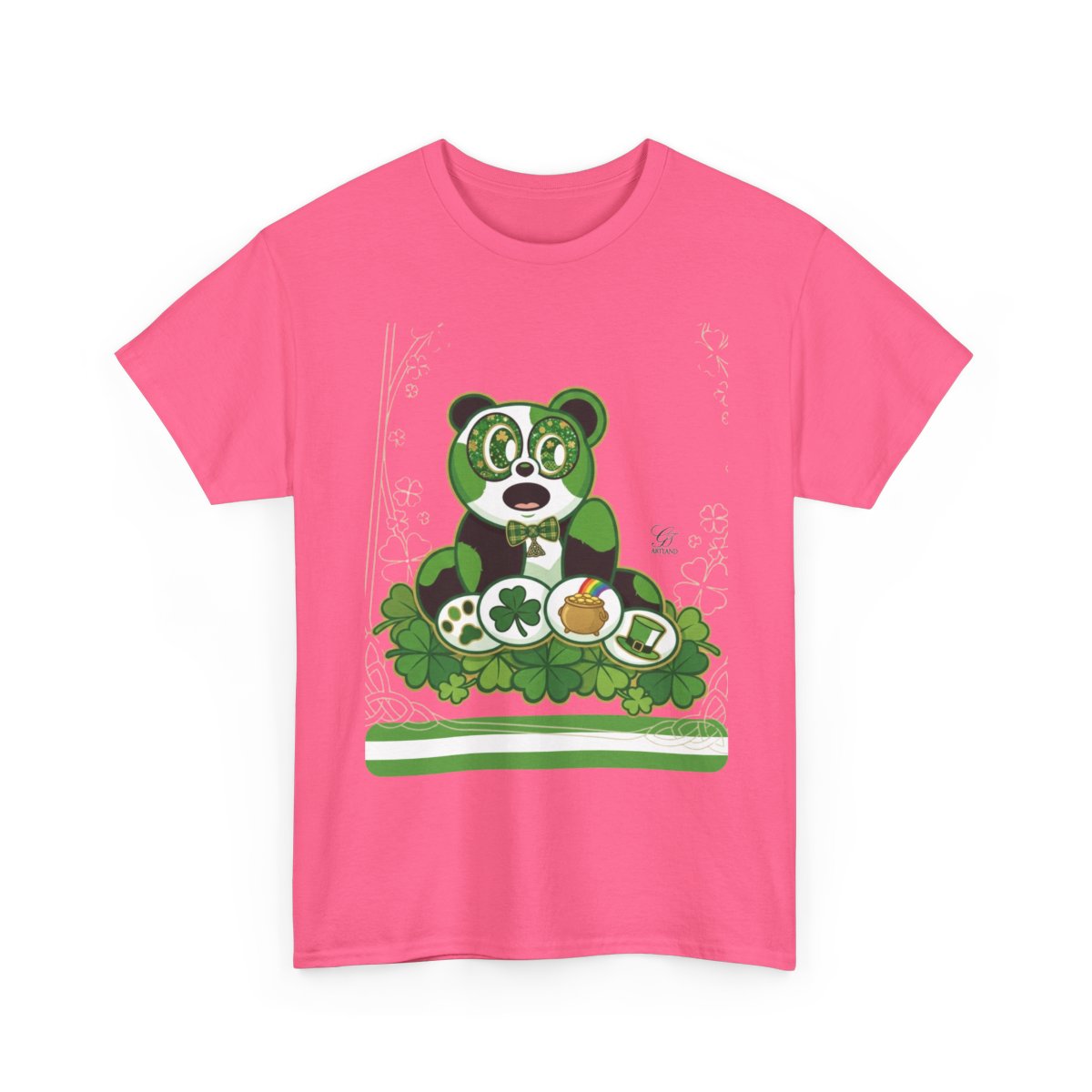 LUCKY CHARM URBAN PANDA GT Green Stripe Designer Edition Unisex Heavy Cotton Tee by GT Artland