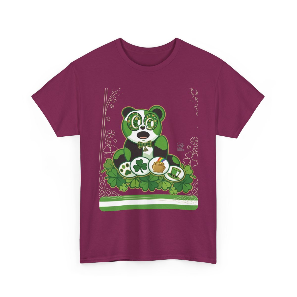 LUCKY CHARM URBAN PANDA GT Green Stripe Designer Edition Unisex Heavy Cotton Tee by GT Artland