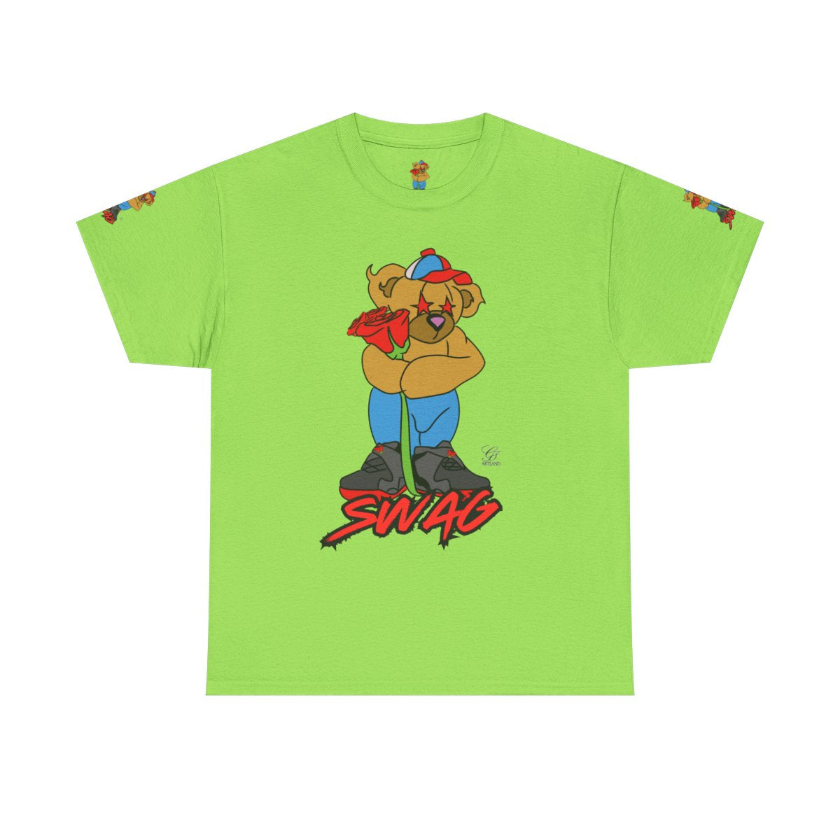 SWAG Love Designer Hip Rose Bear Unisex Heavy Cotton Tee by GT Artland