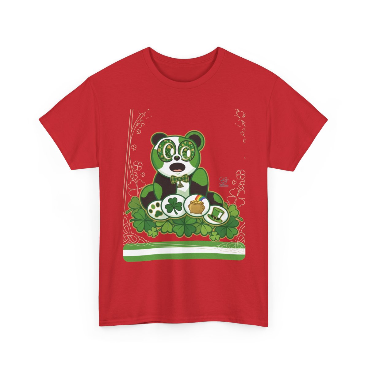 LUCKY CHARM URBAN PANDA GT Green Stripe Designer Edition Unisex Heavy Cotton Tee by GT Artland