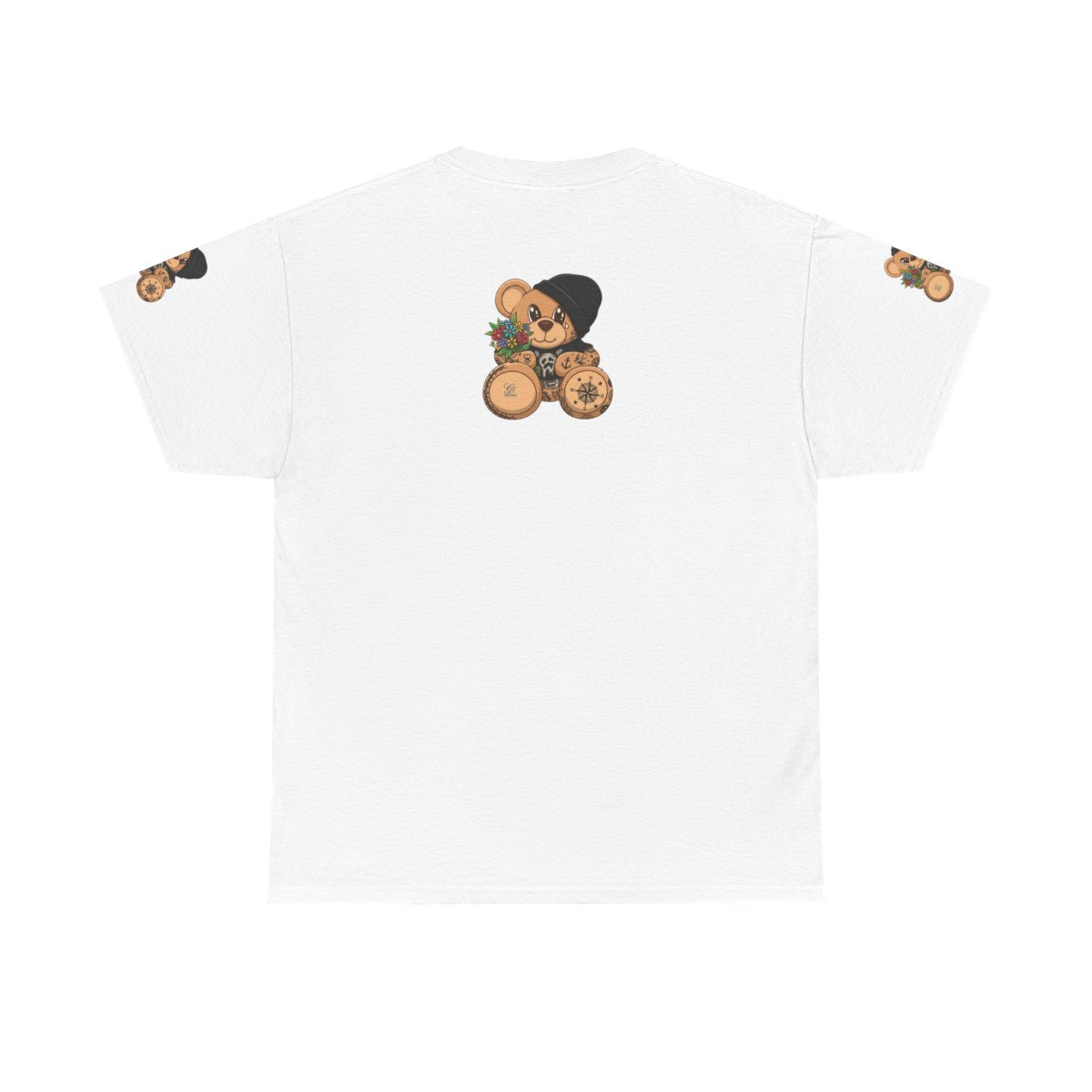 Hood Teddy Bear with Tats  in Black  Unisex Heavy Cotton Tee by GT Artland