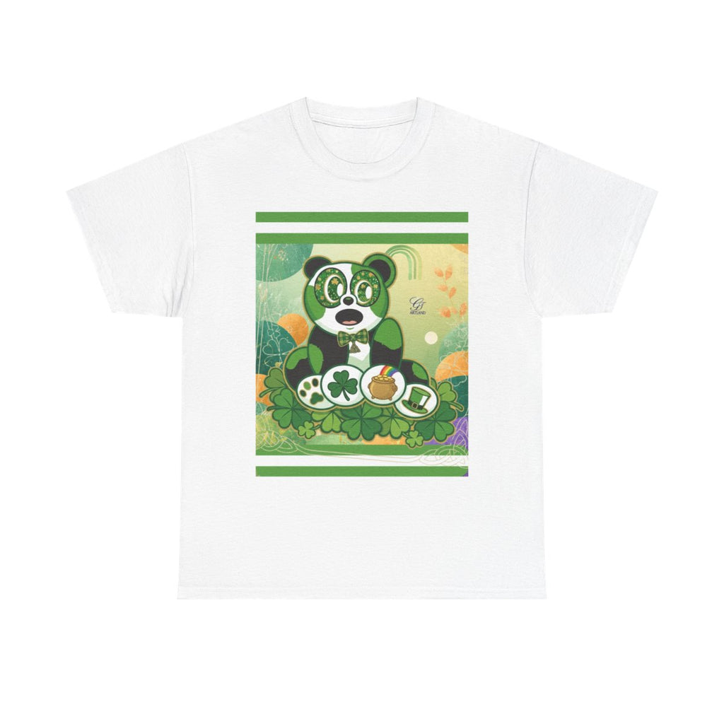LUCKY CHARM URBAN PANDA GT Green Stripe abstract Designe Edition Unisex Heavy Cotton Tee by GT Artland