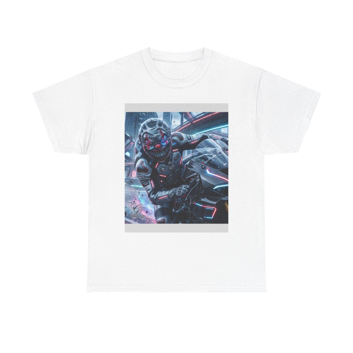 Killa Clown GT Futuristic Super Biker Race Games Unisex Heavy Cotton Tee by GT Artland
