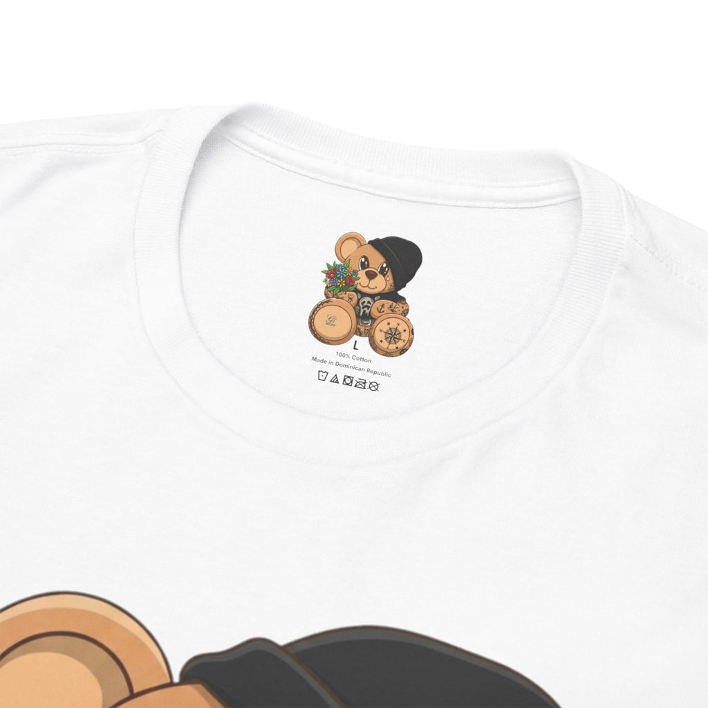 Hood Teddy Bear with Tats  in Black  Unisex Heavy Cotton Tee by GT Artland