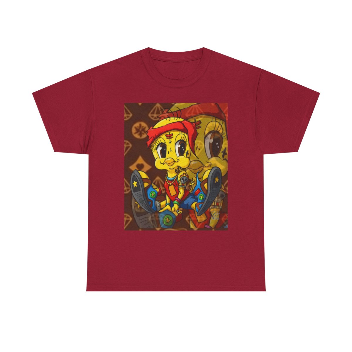 Red Bandana Ghetto Tweet Bird Unisex style Heavy Cotton Tee BY GT ARTLAND