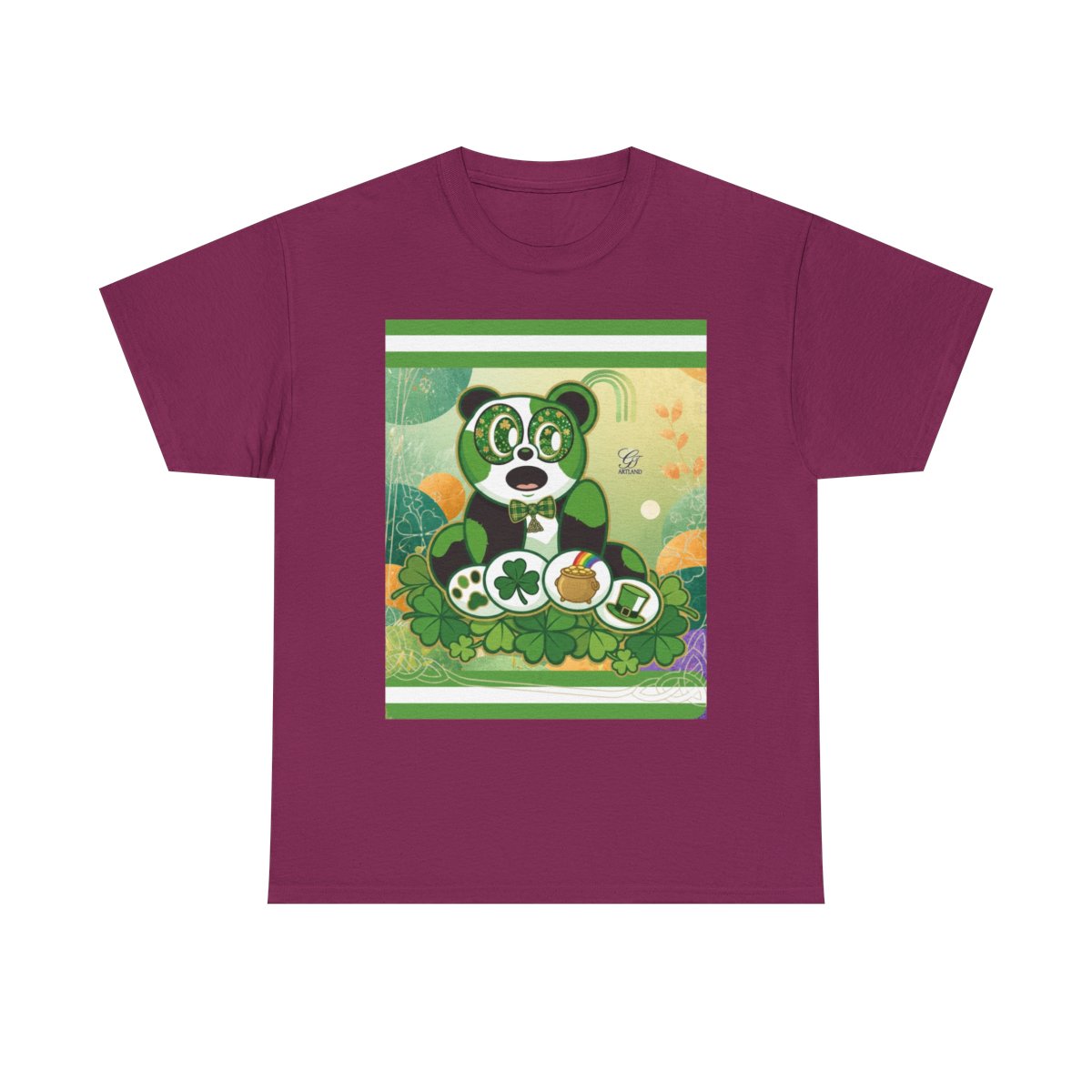 LUCKY CHARM URBAN PANDA GT Green Stripe abstract Designe Edition Unisex Heavy Cotton Tee by GT Artland
