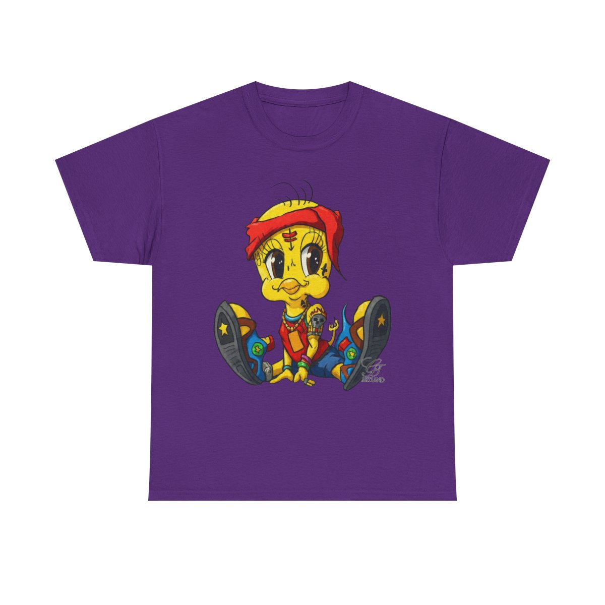Red Bandana Ghetto Tweet Bird Designer Unisex style Heavy Cotton Tee BY GT ARTLAND
