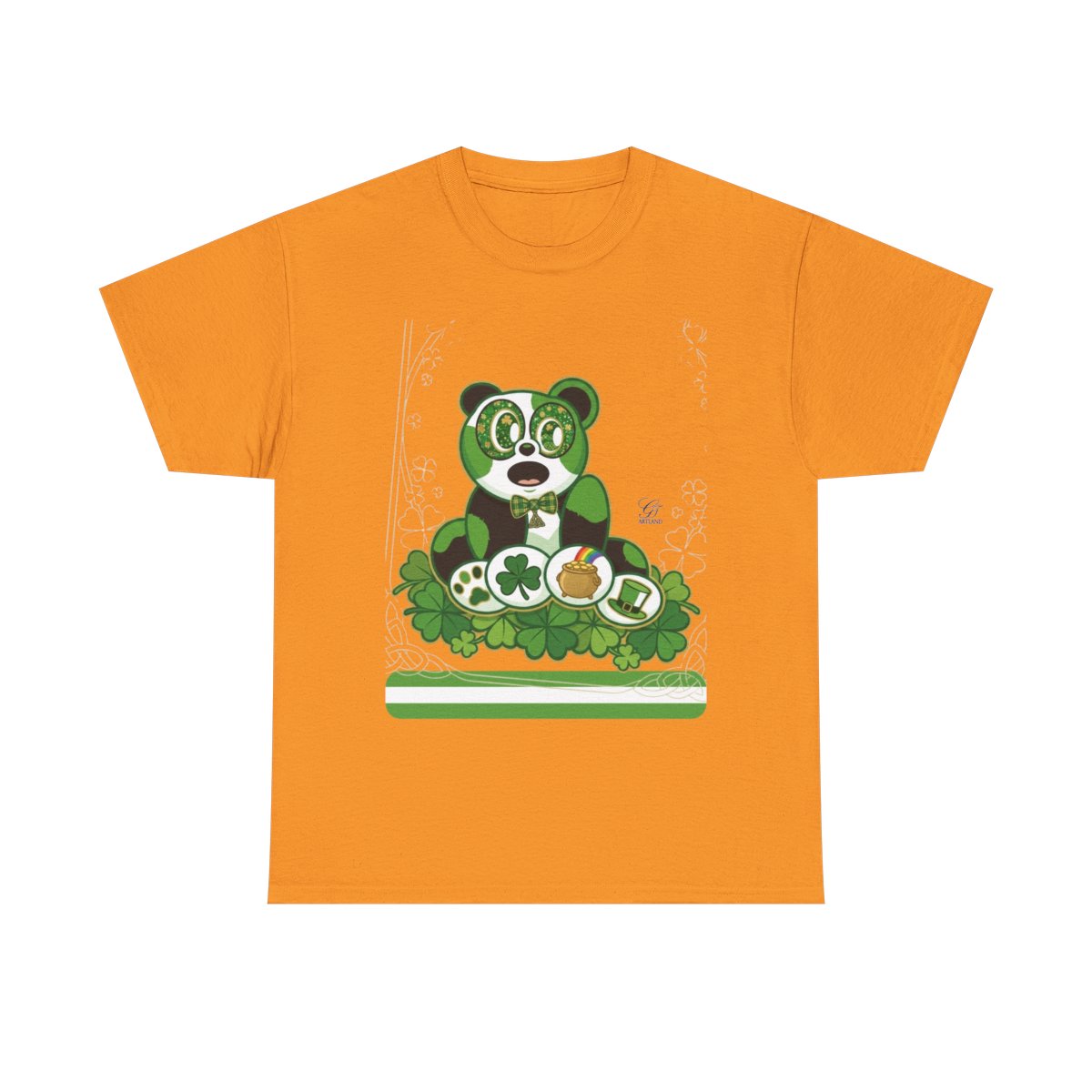 LUCKY CHARM URBAN PANDA GT Green Stripe Designer Edition Unisex Heavy Cotton Tee by GT Artland