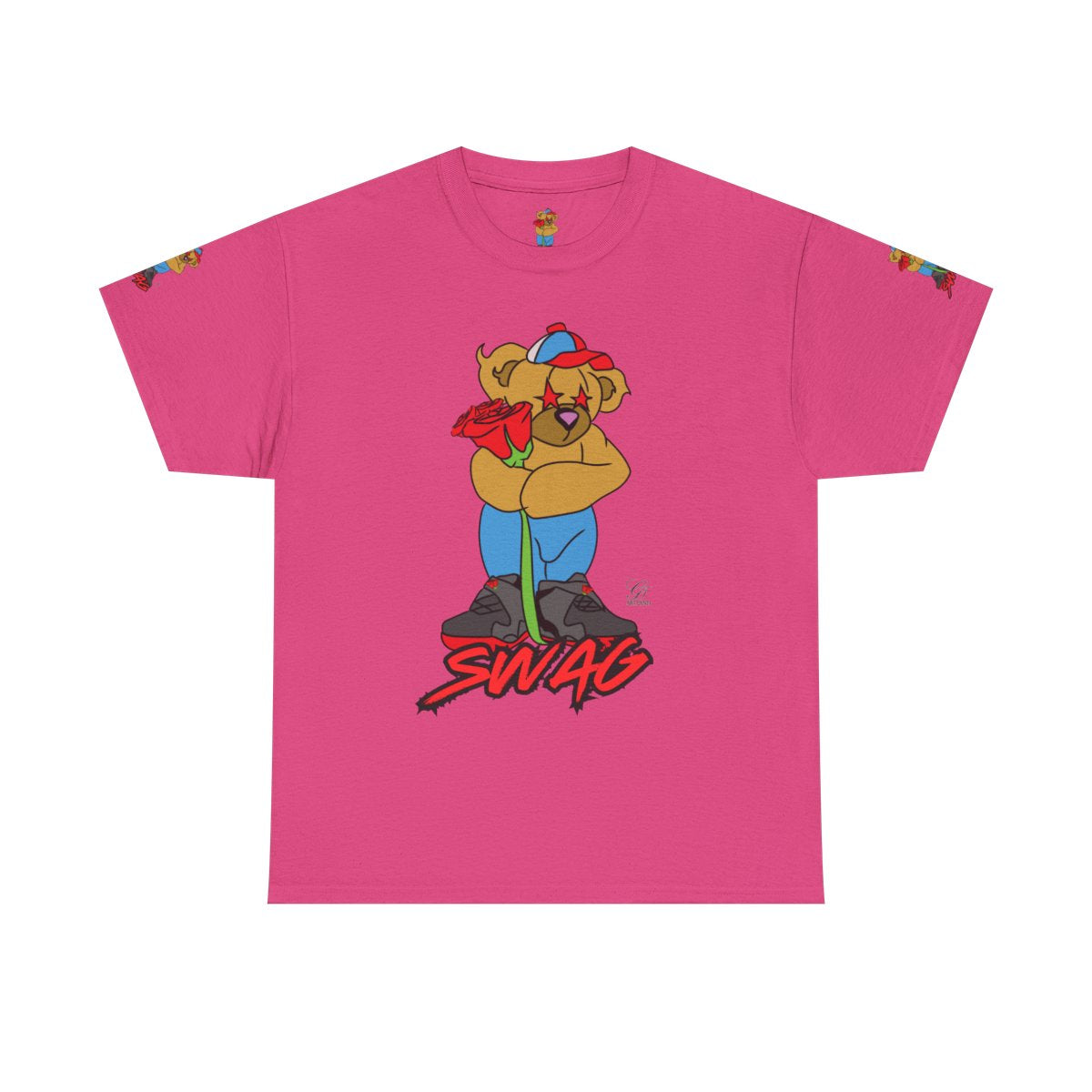 SWAG Love Designer Hip Rose Bear Unisex Heavy Cotton Tee by GT Artland