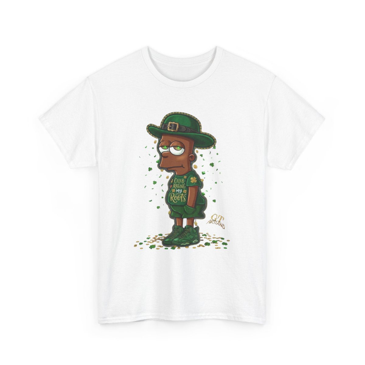 Lucky Charm Urban Irish Ebony bart Designer St Patrick's Day Theme Unisex Heavy Cotton Tee by GT Artland