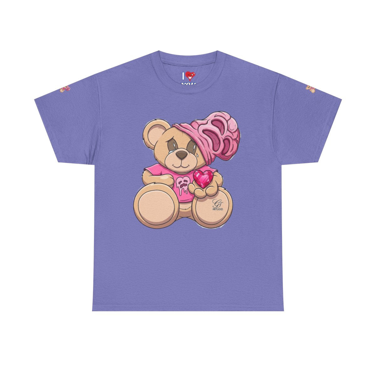 Pink Teddy Bear Goon with Heart Designer Unisex Heavy Cotton Tee by GT Artland
