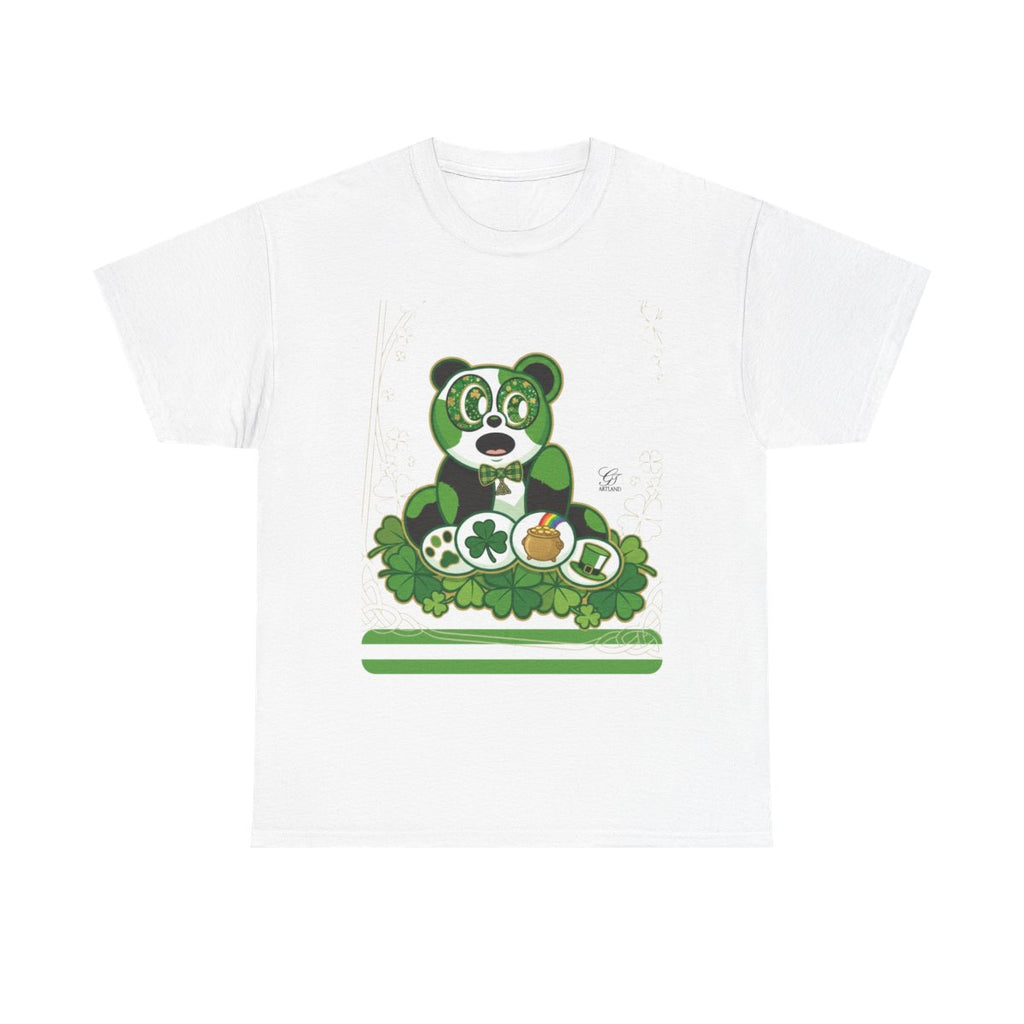 LUCKY CHARM URBAN PANDA GT Green Stripe Designer Edition Unisex Heavy Cotton Tee by GT Artland