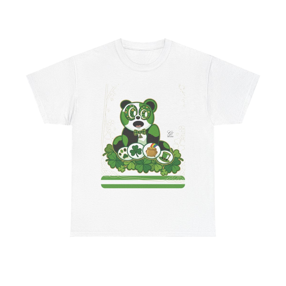 LUCKY CHARM URBAN PANDA GT Green Stripe Designer Edition Unisex Heavy Cotton Tee by GT Artland