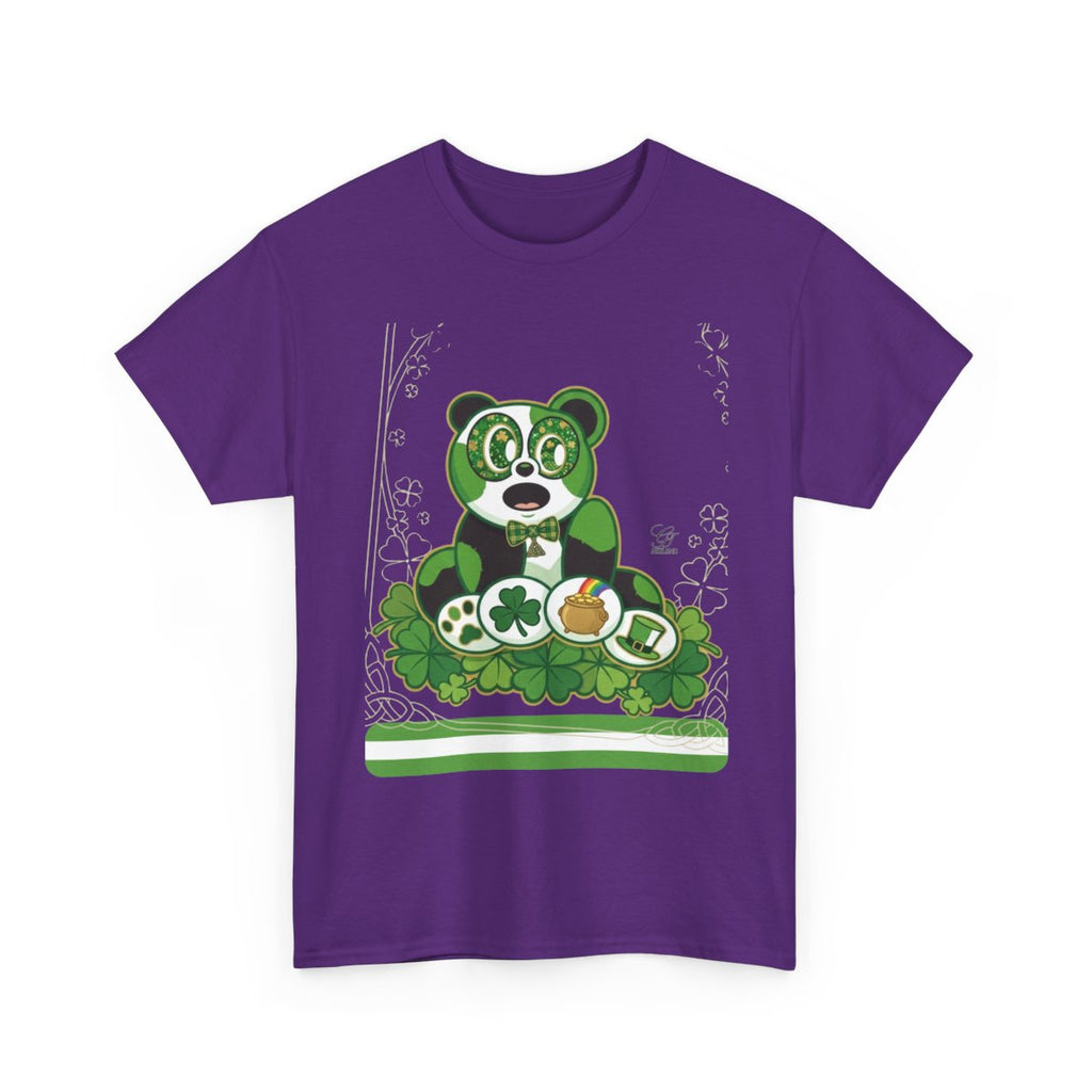LUCKY CHARM URBAN PANDA GT Green Stripe Designer Edition Unisex Heavy Cotton Tee by GT Artland