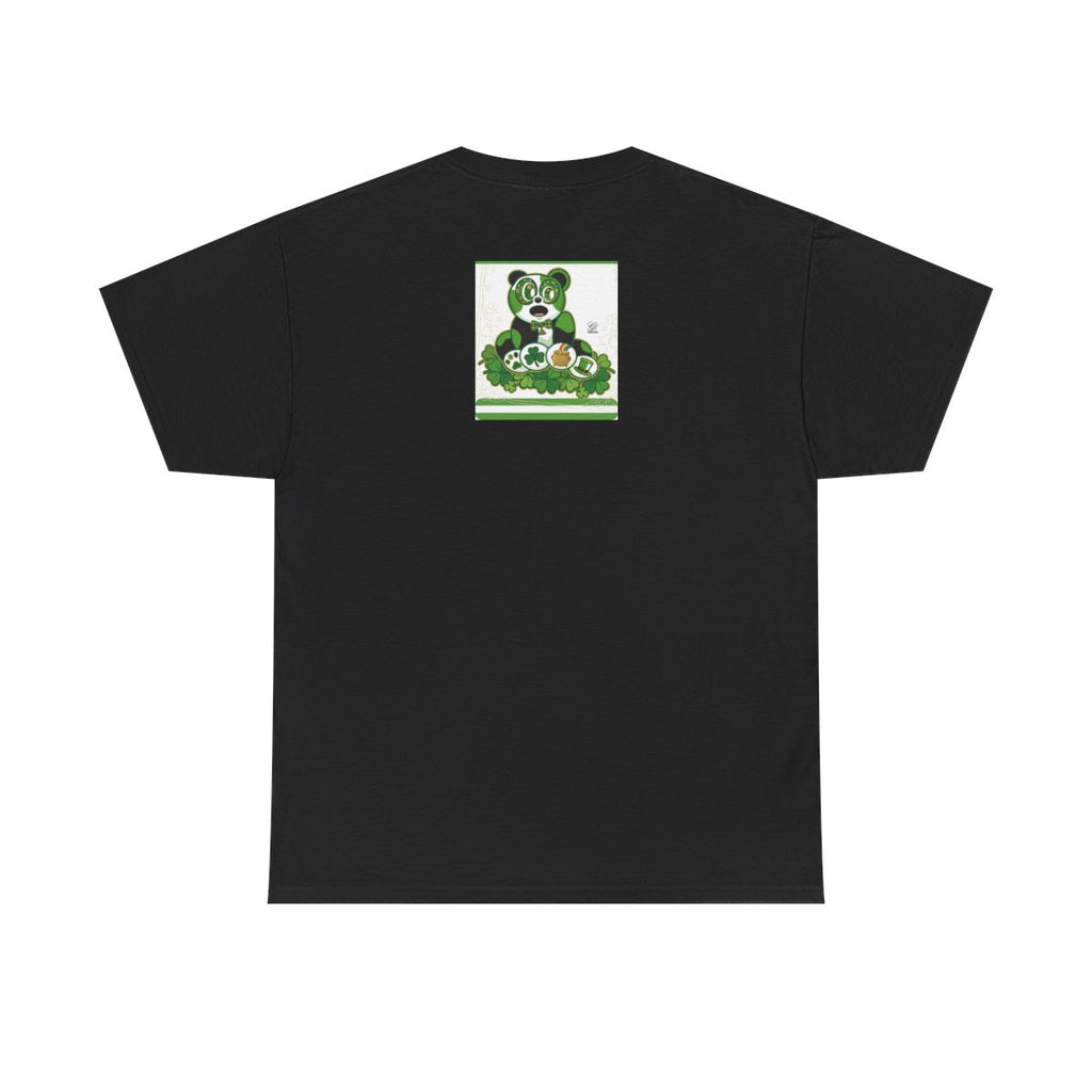 LUCKY CHARM URBAN PANDA GT Green Stripe Designer White Edition Unisex Heavy Cotton Tee by GT Artland
