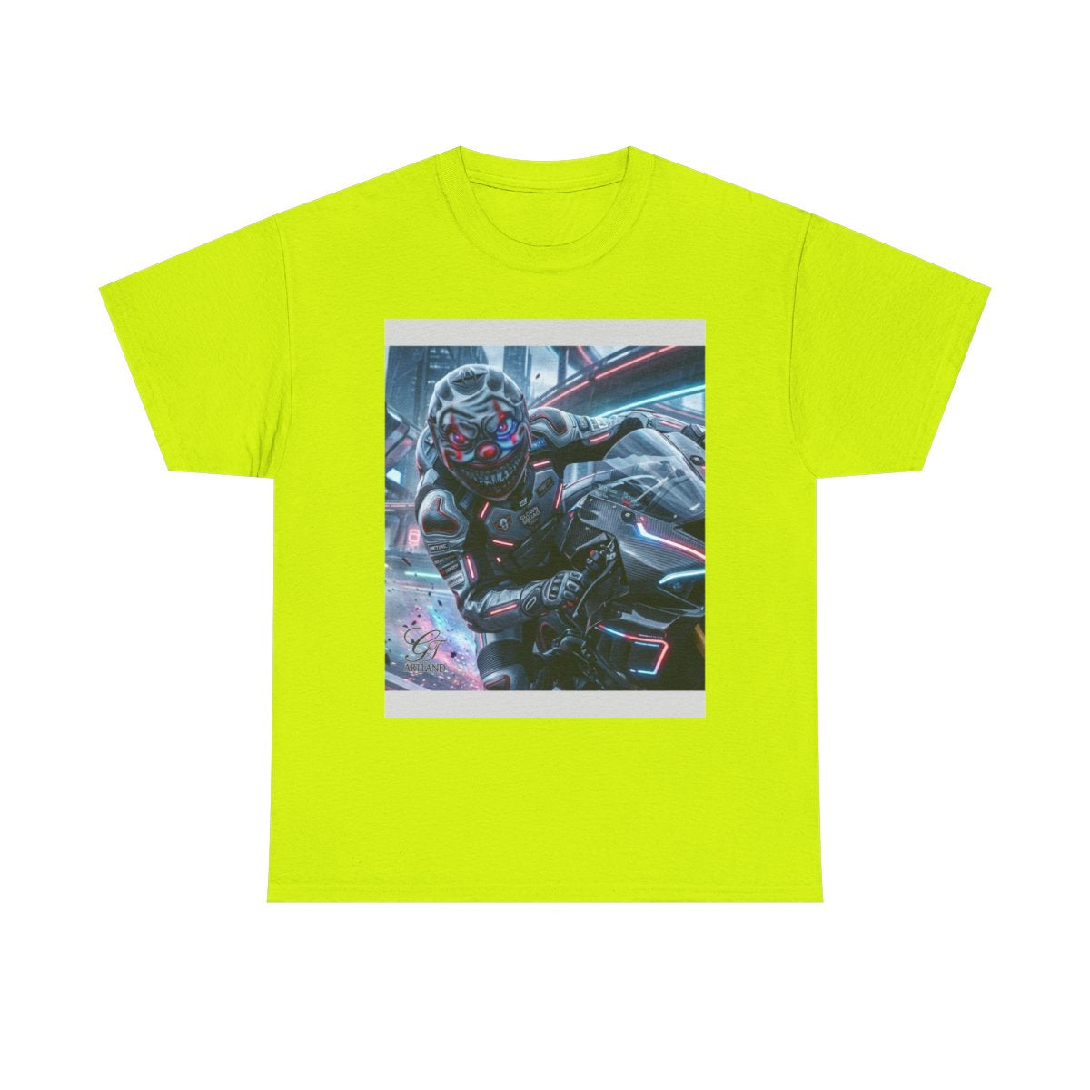 Killa Clown GT Futuristic Super Biker Race Games Unisex Heavy Cotton Tee by GT Artland