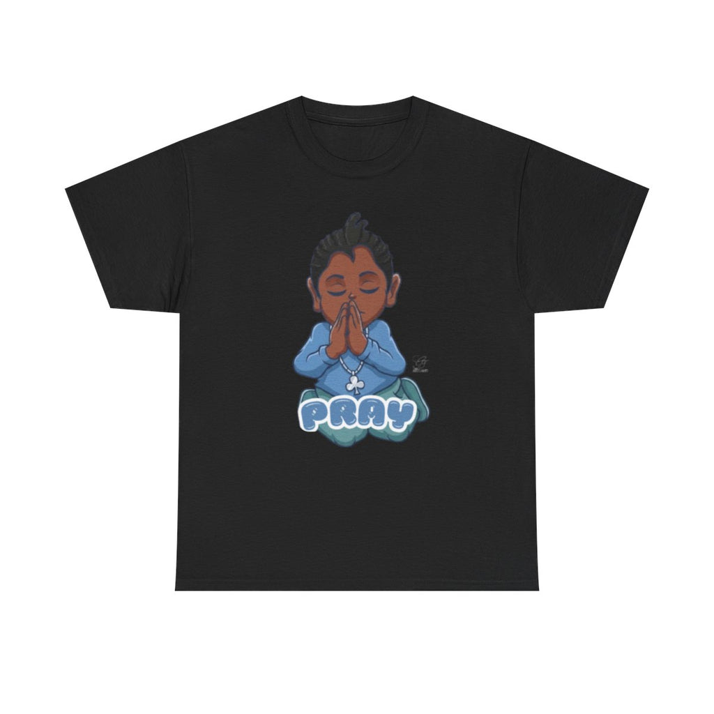 Pray Original Ebony Designer Unisex Heavy Cotton Tee by GT Artland