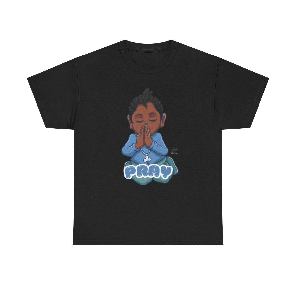 Pray Original Ebony Designer Unisex Heavy Cotton Tee by GT Artland