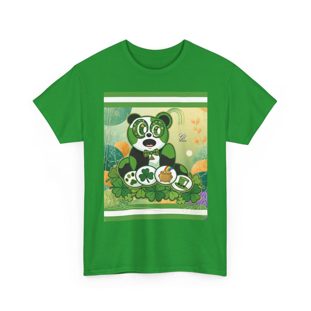 LUCKY CHARM URBAN PANDA GT Green Stripe abstract Designe Edition Unisex Heavy Cotton Tee by GT Artland