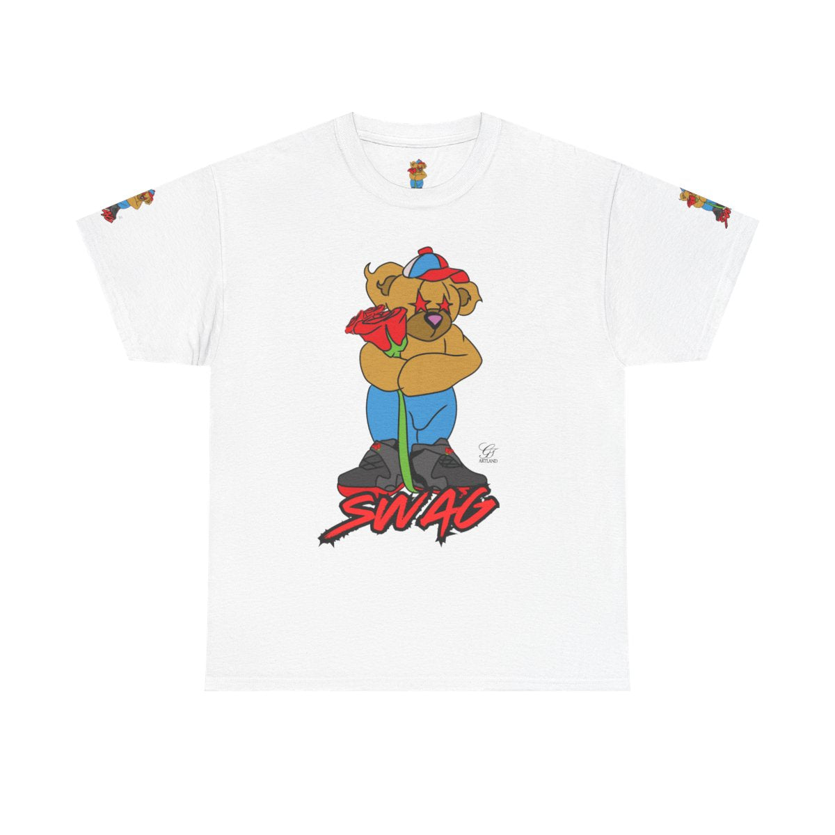 SWAG Love Designer Hip Rose Bear Unisex Heavy Cotton Tee by GT Artland